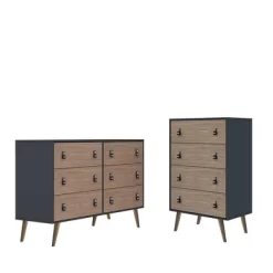 Set Of 2 Amber 6 Drawer Double Wide Dresser And 4 Tall Drawer Dresser - Manhattan Comfort -Furniture Specialty Store GUEST f0851f5c 1a4d 40fb a0fd 44d7d9ca4d33
