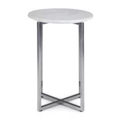 18" Farnell Contemporary Wide Metal Accent Side Table With Chrome Base White/Silver - WyndenHall -Furniture Specialty Store GUEST f0908acf fc9d 4fac a7ab 1230dab83b7e