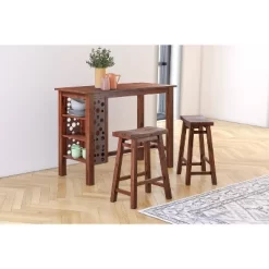 3pc Rectangular Brittany Bar Height Dining Set Wire Brushed Finish Chestnut - Boraam -Furniture Specialty Store GUEST f12efb24 796a 4648 81cc e7e7384b33c0