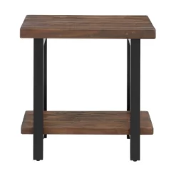 Pomona Solid Wood And Metal End Table With Shelf - Alaterre Furniture