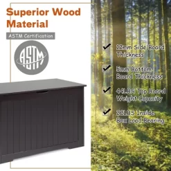 Costway Wooden Toy Box Kids Storage Chest Bench W/ Flip-Top Lid & Safety Hinge WhiteBrown -Furniture Specialty Store GUEST f1ad17c1 eef1 433f 986a 80eb6a49c004