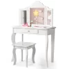 Costway Kid Vanity Table Set With Tri-folding Mirror 2-in-1 Makeup Dressing Table Stool Set -Furniture Specialty Store GUEST f1fa54ee 3fc2 4c86 84e5 655427d802b0