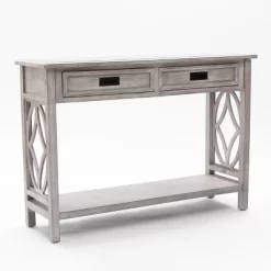 LuxenHome Gray Wood 2-Drawer 1-Shelf Console And Entryway Table 26 LuxenHome Gray Wood 2-Drawer 1-Shelf Console And Entryway Table -Furniture Specialty Store GUEST f257b88a 41f1 4ff7 a2f1 57a9a66aece2