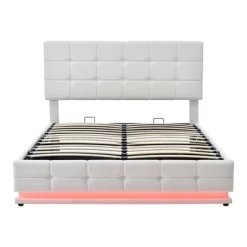 Queen Size PU Tufted Upholstered Platform Bed With Hydraulic Storage System, LED Lights And USB Charger-ModernLuxe -Furniture Specialty Store GUEST f2c71bbc 2c69 4071 a9dc aab59d91b869