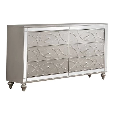 3pc Queen La Mesa Bed Nightstand And Dresser Set Silver - HOMES: Inside + Out 6 3pc Queen La Mesa Bed Nightstand And Dresser Set Silver - HOMES: Inside + Out - Image 4