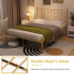 Costway Full/Queen/Twin Size Metal Platform Bed Frame Vintage Headboard Mattress Foundation Gold 13 Costway Full/Queen/Twin Size Metal Platform Bed Frame Vintage Headboard Mattress Foundation Gold -Furniture Specialty Store GUEST f2f298b5 59c7 4276 b177 bbe46bca791e