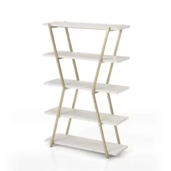 Ketano Metal 4-Shelf Bookcase In Champagne And White - Furniture Of America -Furniture Specialty Store GUEST f312f738 f119 44cf bbe9 f0a12b381e0f