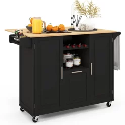 Costway Rolling Kitchen Island Utility Serving Cart With Drop Leaf Wine Rack Drawer -Furniture Specialty Store GUEST f334269f dcb9 4d7f b7f3 60a73464fc3b