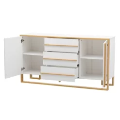 Contemporary 59" Sideboard With Large Storage And Gold Metal Legs - ModernLuxe -Furniture Specialty Store GUEST f394aac4 20e3 47c5 827d a9fba73b293a