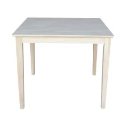 36" Square Solid Wood Table With Shaker Legs Unfinished - International Concepts