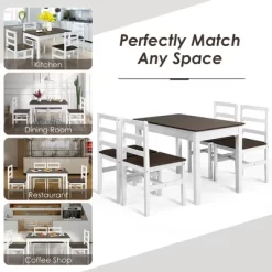 Costway 5pcs Dining Set Solid Wood Compact Kitchen Table & 4 Chairs Modern -Furniture Specialty Store GUEST f43583b4 f0cb 4083 a686 2c30de37aaee