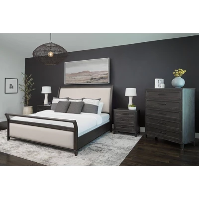 4pc Cindi Sleigh Bedroom Set Gray - Abbyson Living 3 4pc Cindi Sleigh Bedroom Set Gray - Abbyson Living