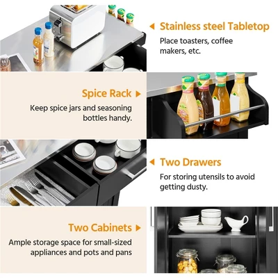 Yaheetech Large Kitchen Cart Kitchen Island On Wheels With Stainless Steel Countertop 5 Yaheetech Large Kitchen Cart Kitchen Island On Wheels With Stainless Steel Countertop - Image 3