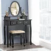 Tangkula Vanity Table Set W/ 360° Rotating Oval Mirror & Drawers Black/White -Furniture Specialty Store GUEST f4ea789f 46e1 47ae 81f4 cc6d2f4bd93a