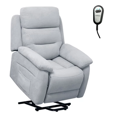 Costway Power Lift Recliner Chair Sofa For Elderly W/ Side Pocket & Remote Control GreyBrown 13 Costway Power Lift Recliner Chair Sofa For Elderly W/ Side Pocket & Remote Control GreyBrown - Image 11