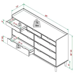 Mid-Century Modern Solid Wood 9 Drawer Horizontal Dresser - Saracina Home -Furniture Specialty Store GUEST f5f0f1ab b228 4bb6 8748 20f45ddb371e
