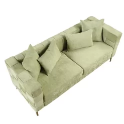 80.5" Modern Upholstered Sofa With Golden Metal Legs And 4 Pillows-ModernLuxe -Furniture Specialty Store GUEST f6406d2c 2e24 48f7 8a1a fb262c78d0f4