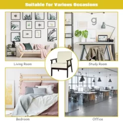 Costway Set Of 2 Fabric Accent Armchair Solid Wood Upholstered Lounge Chair YellowBeigeGrey OrangeBlueGrey -Furniture Specialty Store GUEST f6dc5923 fd7c 4aeb bde1 61b5f4a2c07c