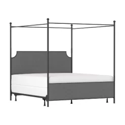 Mcarthur Metal And Upholstered Canopy Bed Matte Black/Gray Fabric - Hillsdale Furniture -Furniture Specialty Store GUEST f72e715e cfcb 4a5a bfad d58fdbfb3c7c