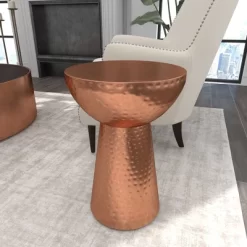 Metal Pedestal Stool Flat Top Copper - Olivia & May -Furniture Specialty Store GUEST f891afd6 e5e3 494a 9eb6 5368cd959c07