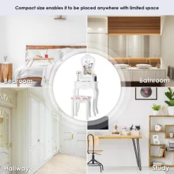 Costway White Vanity Jewelry Makeup Dressing Table Stool Drawer -Furniture Specialty Store GUEST f8b60341 a85d 4a01 8b6b 36fb18d51e8d