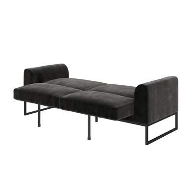 Adley Velvet Fabric Coil Futon With Metal Base - CosmoLiving By Cosmopolitan 8 Adley Velvet Fabric Coil Futon With Metal Base - CosmoLiving By Cosmopolitan - Image 6