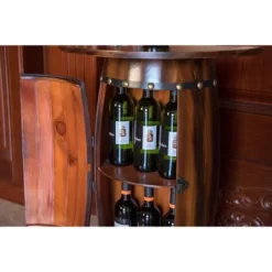 Vintiquewise Rustic Lockable Barrel Shaped Wine Bar Cabinet Wooden End Table -Furniture Specialty Store GUEST f913968a 3ab5 4908 b3a3 55ea74188149