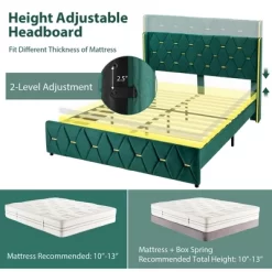 Costway Upholstered Platform Bed Frame Adjustable Headboard Footboard Modern Green -Furniture Specialty Store GUEST f9292d7b c116 472f 8464 a1a396820e7e