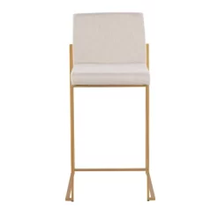 Set Of 2 FujiHB Polyester/Steel Counter Height Barstools Gold/Beige - LumiSource -Furniture Specialty Store GUEST f98dedbb dde8 47f1 85b7 be5cabd2cb3a