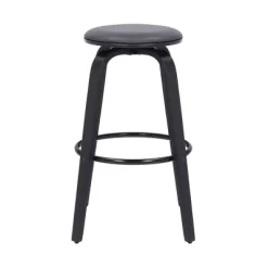 26" Harbor Backless Swivel Faux Leather Wood Counter Height Barstool Gray/Black - Armen Living
