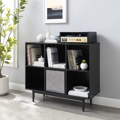 35.88" Liam 6 Cube Record Storage Bookcase With Speaker - Crosley 3 35.88" Liam 6 Cube Record Storage Bookcase With Speaker - Crosley