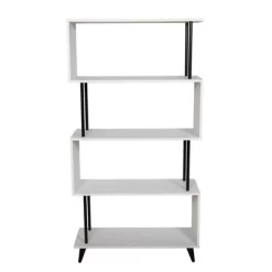 60.5" 5 Tier S Shaped Bookcase White/Black - Danya B. -Furniture Specialty Store GUEST fa070232 5c30 4e9d b57e ffe68a633f8f