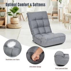 Costway 4-Position Floor Chair Folding Lazy Sofa W/Adjustable Backrest& Headrest Gray 18 Costway 4-Position Floor Chair Folding Lazy Sofa W/Adjustable Backrest& Headrest Gray -Furniture Specialty Store GUEST fa32ba40 4c89 4f5f bfbc 85703aa6b2ff