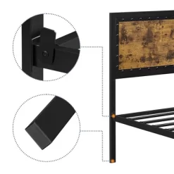 Yaheetech Industrial Metal Platform Bed With Wooden Headboard And Footboard -Furniture Specialty Store GUEST fa4d8ae0 2aaa 4dbf 8244 86c67daaac2e