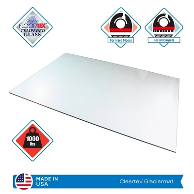 36"x42" Glass Heavy Duty Chair Mat For Hard Floors & Carpets Rectangular Clear - Floortex 3 36"x42" Glass Heavy Duty Chair Mat For Hard Floors & Carpets Rectangular Clear - Floortex