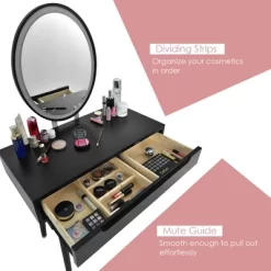 Costway Vanity Makeup Table Touch Screen 3 Lighting Modes Dressing Table Stool Set WhiteBlack Gray -Furniture Specialty Store GUEST fb398c72 9176 49f7 a73e 82af8fc82039