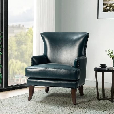 Jorge Vegan Leather Armchair With Nailhead Trim | Karat Home 3 Jorge Vegan Leather Armchair With Nailhead Trim | Karat Home