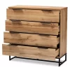 Reid Wood And Metal 4 Drawer Dresser Oak/Black - Baxton Studio -Furniture Specialty Store GUEST fb6f4f59 1706 41b4 a60e 3e9323693edc
