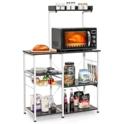 Costway 4-Tier Vintage Kitchen Baker's Rack Utility Microwave Stand W/ Basket & 5 Hooks -Furniture Specialty Store GUEST fba57f11 0245 40ff a880 ac62c9016286