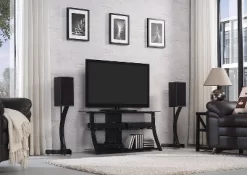 Bell'O Gloss Black Metal & Glass Flat Panel AV Table -Furniture Specialty Store GUEST fbad6fb0 25cf 40eb 8fdc 65337a3a605f