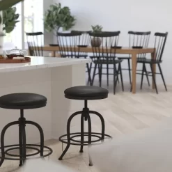 Merrick Lane Counter Stool Contemporary Black Faux Leather Backless Stool With Swivel Seat Height Adjustment And Footrest -Furniture Specialty Store GUEST fbebb4cf e771 48ce a62e 054107f624dc