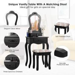 Tangkula Vanity Mirror Makeup Dressing Table Set W/ Stool Drawer Wood Desk -Furniture Specialty Store GUEST fc743b7c 4676 4e4b b3d5 d7d6da3f02d4