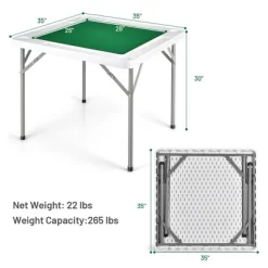 Costway 35'' 4-Player Mahjong Card Game Portable Folding Table W/Cup & Coin Holder -Furniture Specialty Store GUEST fcbeba9b 8989 4966 8371 e594bae350d8