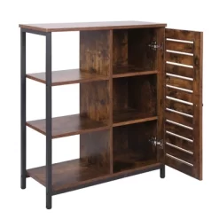 Wooden Storage Cabinet With Shutter Door And 3 Compartments Brown - Benzara -Furniture Specialty Store GUEST fd466fce 6f8c 4d8b 90f3 cdda50c34289