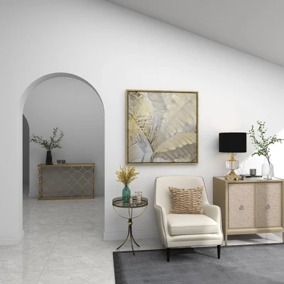 Metal And Glass Round Pedestal Table Gold - Olivia & May 10 Metal And Glass Round Pedestal Table Gold - Olivia & May - Image 8