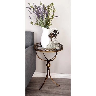 Metal And Glass Round Pedestal Table Gold - Olivia & May 19 Metal And Glass Round Pedestal Table Gold - Olivia & May - Image 17