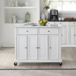 Avery Kitchen Island/Cart Distressed White/White Marble - Crosley -Furniture Specialty Store GUEST fe3b6ac2 6fc3 432d a300 48cb0af584eb