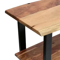 Rooker Handcrafted Modern Industrial Acacia Wood Media Console Table Natural/Black - Christopher Knight Home -Furniture Specialty Store GUEST fe5544b3 95a8 46b9 b830 2b7b5c36800e