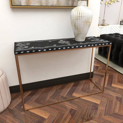 Eclectic Wood Console Table Gold - Olivia & May 12 Eclectic Wood Console Table Gold - Olivia & May - Image 10