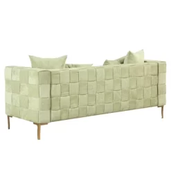 80.5" Modern Upholstered Sofa With Golden Metal Legs And 4 Pillows-ModernLuxe -Furniture Specialty Store GUEST fea63f61 1425 435e 8d59 93007bf31a5e